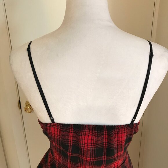 Punk Goth Vkei Red & Black Plaid Tartan Asymmetrical Hem Dress - Picture 11 of 12